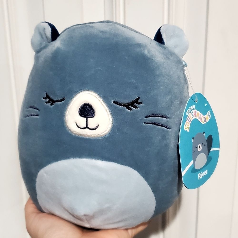 7-8" Squishmallow River the blue Beaver Kellytoy Soft Plush Stuffed gift toy N…